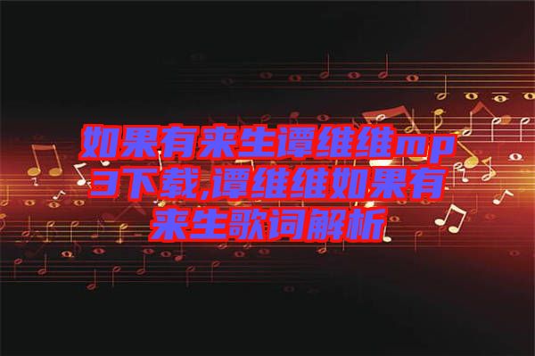 如果有來生譚維維mp3下載,譚維維如果有來生歌詞解析