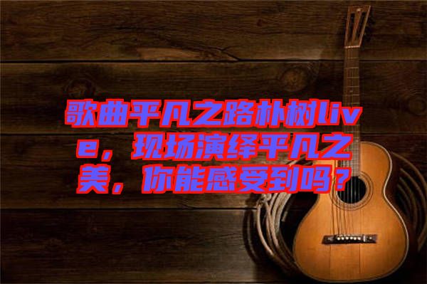 歌曲平凡之路樸樹live，現(xiàn)場(chǎng)演繹平凡之美，你能感受到嗎？