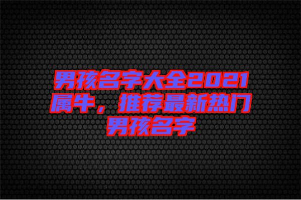 男孩名字大全2021屬牛，推薦最新熱門男孩名字