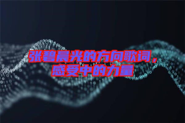 張碧晨光的方向歌詞，感受中的力量