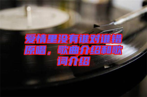 愛情里沒有誰對誰錯(cuò)原唱，歌曲介紹和歌詞介紹