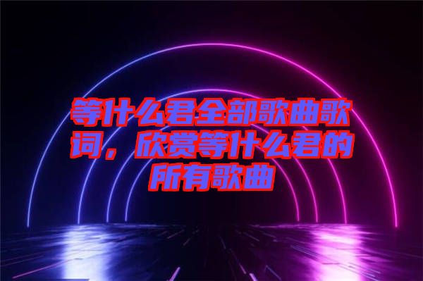 等什么君全部歌曲歌詞，欣賞等什么君的所有歌曲