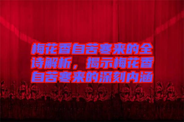 梅花香自苦寒來的全詩解析，揭示梅花香自苦寒來的深刻內(nèi)涵