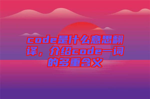 code是什么意思翻譯，介紹code一詞的多重含義