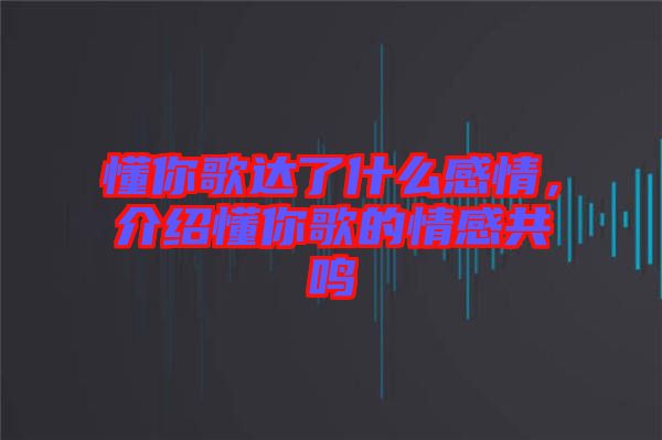 懂你歌達(dá)了什么感情，介紹懂你歌的情感共鳴