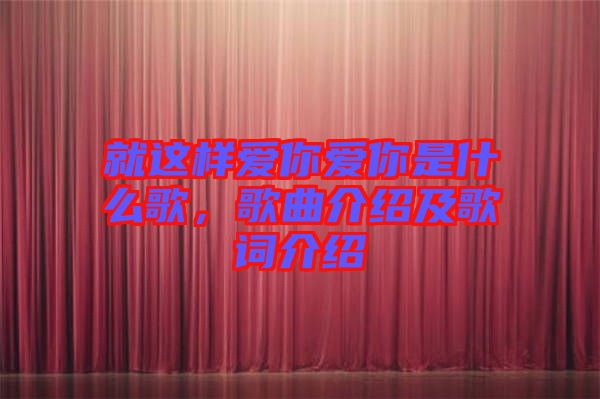 就這樣愛(ài)你愛(ài)你是什么歌，歌曲介紹及歌詞介紹