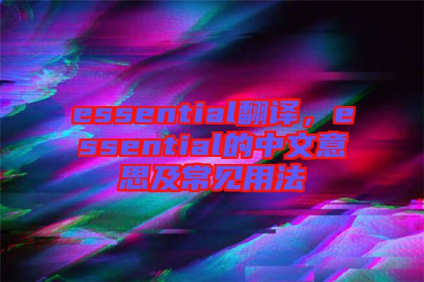 essential翻譯，essential的中文意思及常見用法