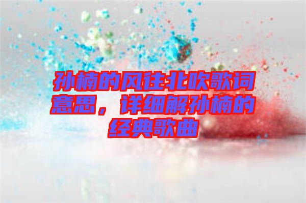 孫楠的風(fēng)往北吹歌詞意思，詳細(xì)解孫楠的經(jīng)典歌曲