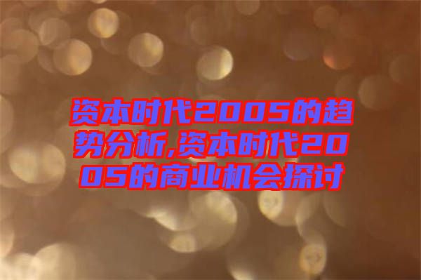 資本時(shí)代2005的趨勢分析,資本時(shí)代2005的商業(yè)機(jī)會探討