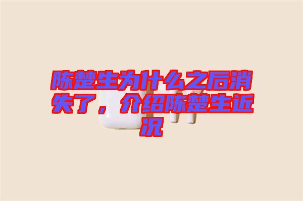 陳楚生為什么之后消失了，介紹陳楚生近況