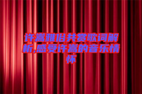 許嵩雅俗共賞歌詞解析,感受許嵩的音樂(lè)情懷