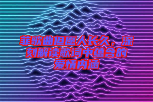 菲歌曲但愿人長久，深刻解讀歌詞中蘊含的愛情內涵