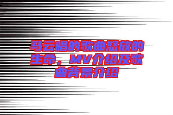 馬云唱的歌曲怒放的生命，MV介紹及歌曲背景介紹