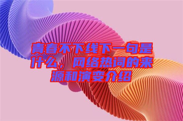 青春不下線下一句是什么，網(wǎng)絡熱詞的來源和演變介紹