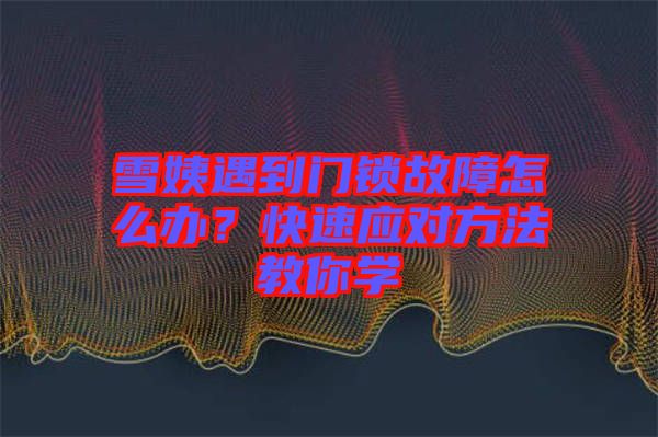 雪姨遇到門鎖故障怎么辦？快速應(yīng)對方法教你學(xué)