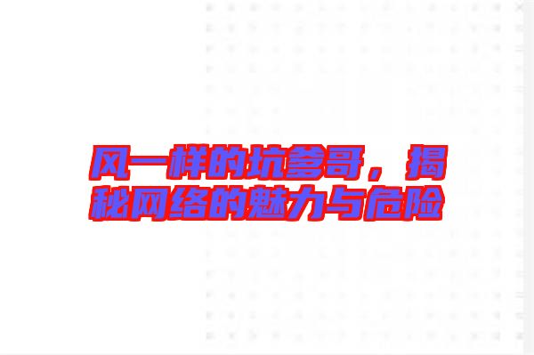 風(fēng)一樣的坑爹哥，揭秘網(wǎng)絡(luò)的魅力與危險(xiǎn)