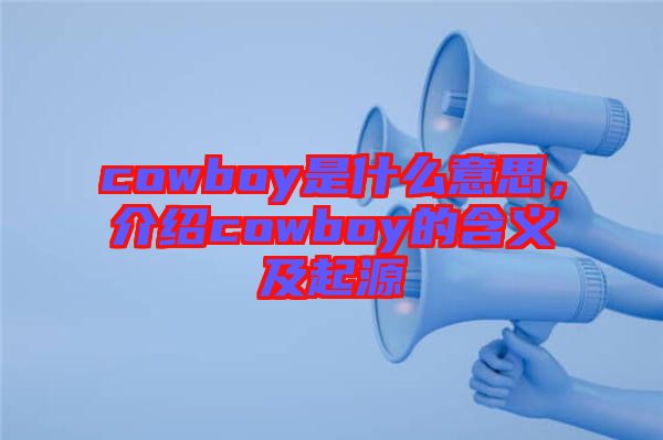 cowboy是什么意思，介紹cowboy的含義及起源